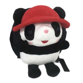 Red Hat Panda Kids Shoulder Bag Plush Backpack Black Snacks Travel Backpack Small School Bag