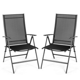 Set of 2 Adjustable Portable Patio Folding Dining Chair Recliners