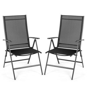 Set of 2 Adjustable Portable Patio Folding Dining Chair Recliners