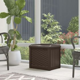Outdoor 22 Gallon Resin and Wicker Deck Box, Java Brown