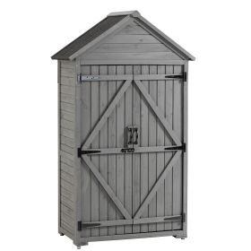 Outdoor Storage Cabinet, Garden Wood Tool Shed, Outside Wooden Shed Closet with Shelves and Latch for Yard 39.56"x 22.04"x 68.89"
