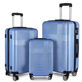 3 Piece Luggage with TSA Lock ABS, Durable Set, Lightweight Suitcase Hooks,