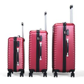 3-Piece Expandable Suitcase with Code Lock, Spinner Carry-On Luggage 8 Wheels,