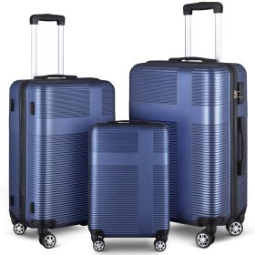 3 Piece Luggage with TSA Lock ABS; Durable Luggage Set; Lightweight Suitcase with Hooks; Spinner Wheels Cross Stripe Luggage Sets 20in/24in/28in