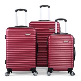 3-Piece Expandable Suitcase with Code Lock, Spinner Carry-On Luggage with 8 Wheels, 20/24/28 Inches