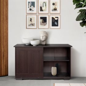 42.1 inch Industrial Sideboard features 2 Sliding Doors;  2 Cabinets with Large storage spaces - Dark Brown