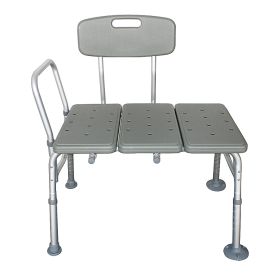 Medical Bathroom Safety Shower Tub Aluminium Alloy Bath Chair Transfer Bench with Back & Handle Gray YF