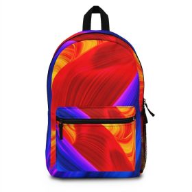 Backpack Bag, Canvas Double Shoulder Strap Colorful Swirl Design - Red / Multicolor
