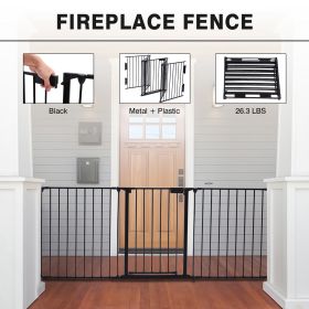 Extra Wide Baby Gate;  6-Panel Baby Pet Playpen;  Fireplace Safety Fence;  Foldable Barrier Gate;  Black