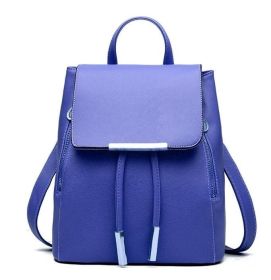 Fashion Shoulder Bag Rucksack PU Leather Women Girls Ladies Backpack Travel bag (Color: Blue, size: M)