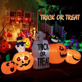Halloween Festives Inflatable Spoof Ghost Yard Decoration With LED Lights (Color: Orange, size: 8 Ft)