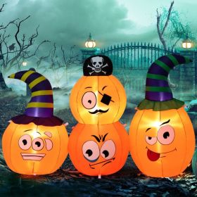 Halloween Festives Inflatable Spoof Ghost Yard Decoration With LED Lights (Color: Orange, size: 5 Ft)