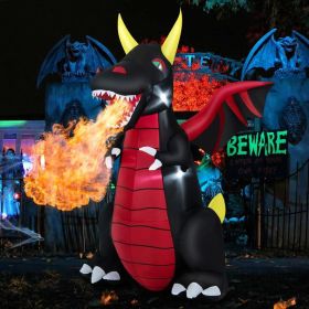 Halloween Festives Inflatable Spoof Ghost Yard Decoration With LED Lights (Color: Black & Red, size: 8 Ft)