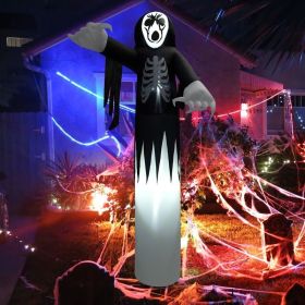 Halloween Festives Inflatable Spoof Ghost Yard Decoration With LED Lights (Color: Black & White, size: 12 Ft)