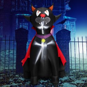 Halloween Festives Inflatable Spoof Ghost Yard Decoration With LED Lights (Color: Black & Red, size: 4.7 Ft)